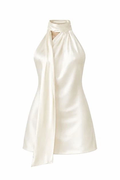 Сукня міні сатинова DR017 2605346592104 S/M Молочний - Фото 1 Сукня міні сатинова DR017 2605346592104 S/M Молочний - зображення 1