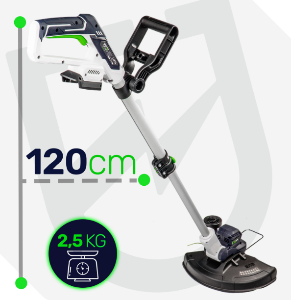Аккумуляторная коса на колесах с 2 аккумуляторами 20V 2x2Ah - Фото 8 Аккумуляторная коса на колесах с 2 аккумуляторами 20V 2x2Ah - изображение 8