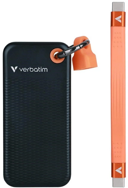 Dysk SSD Verbatim Pocket SSD 256GB USB-C 3.2 Gen 2 Type-C Black-Orange (23942324188) - Zdjęcie 2 Dysk SSD Verbatim Pocket SSD 256GB USB-C 3.2 Gen 2 Type-C Black-Orange (23942324188) - obraz 2