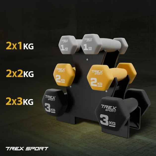 Набір гантелей круглих 12кг TREX Sport TX-V120VS - Фото 2 Набір гантелей круглих 12кг TREX Sport TX-V120VS - зображення 2