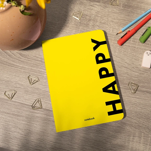 Блокнот ORNER Happy А5 144 аркуші у клітинку Жовтий - Фото 12 Блокнот ORNER Happy А5 144 аркуші у клітинку Жовтий - зображення 12