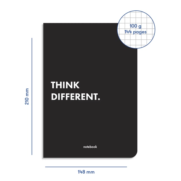 Блокнот ORNER Think Different А5 144 листа в клеточку Черный - Фото 9 Блокнот ORNER Think Different А5 144 листа в клеточку Черный - изображение 9