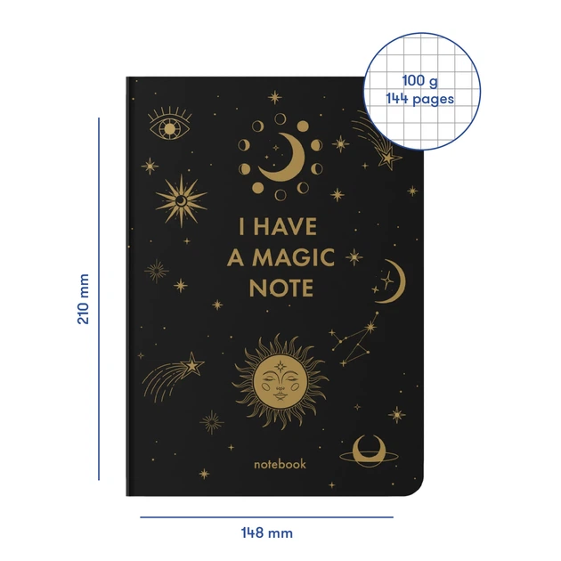 Блокнот ORNER "I HAVE A MAGIC NOTE" А5 144 аркуші у клітинку Чорний - Фото 10 Блокнот ORNER "I HAVE A MAGIC NOTE" А5 144 аркуші у клітинку Чорний - зображення 10