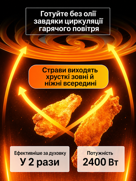 Аерофритюрниця срібляста 7 л 2400 W із сенсорним керуванням (49675850) - зображення 4