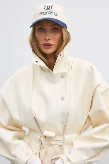 Тренч з високою горловиною OW003 2602050502110 L/XL Молочний - Фото 2 Тренч з високою горловиною OW003 2602050502110 L/XL Молочний - зображення 2