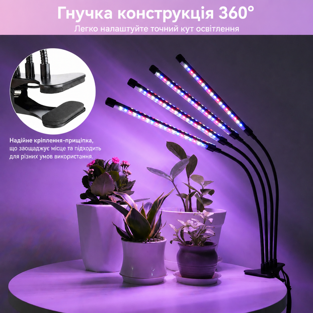 Фітолампа для рослин LED — повний спектр для росту, розсади та кімнатних рослин - зображення 2