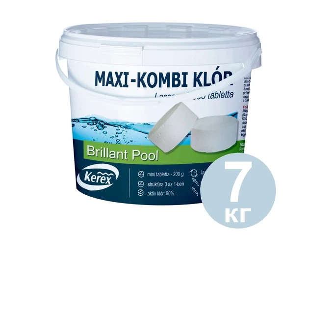 Макс таблетки для бассейна «Комби хлор 3 в 1» Kerex 80035, 7 кг – комплексная защита воды (дезинфекция, альгицид, коагуляция) - изображение 2
