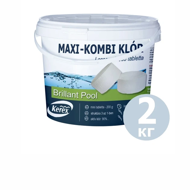 Средство для бассейна Kerex Макси Комби Хлор 3 в 1 2 кг таблетки для очистки обеззараживания и осветления воды - изображение 2