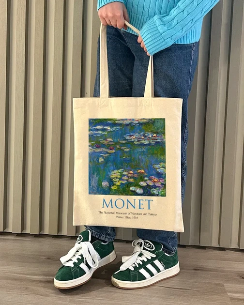Екошопер Bookopt MONET - Водяні лілії. Бежевий (ВК4063) - Фото 4 Екошопер Bookopt MONET - Водяні лілії. Бежевий (ВК4063) - изображение 4
