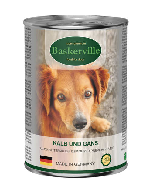 Консервированный корм Baskerville Телятина с мясом гуся для собак 400 г (4250231598395) - Фото 1 Консервированный корм Baskerville Телятина с мясом гуся для собак 400 г (4250231598395) - изображение 1