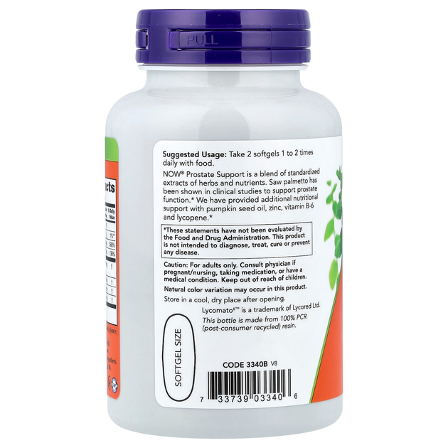 Комплекс для простати NOW Foods, Prostate Support, підтримка чоловічого здоров'я, 90 гельових капсул - зображення 3