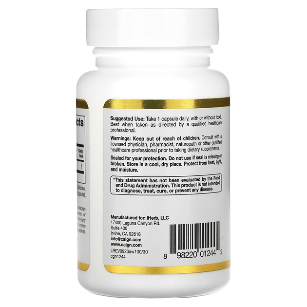 L-Теанин California GOLD Nutrition "L-Theanine" с AlphaWave способствует расслаблению, 100 мг (30 растительных капсул) - изображение 3