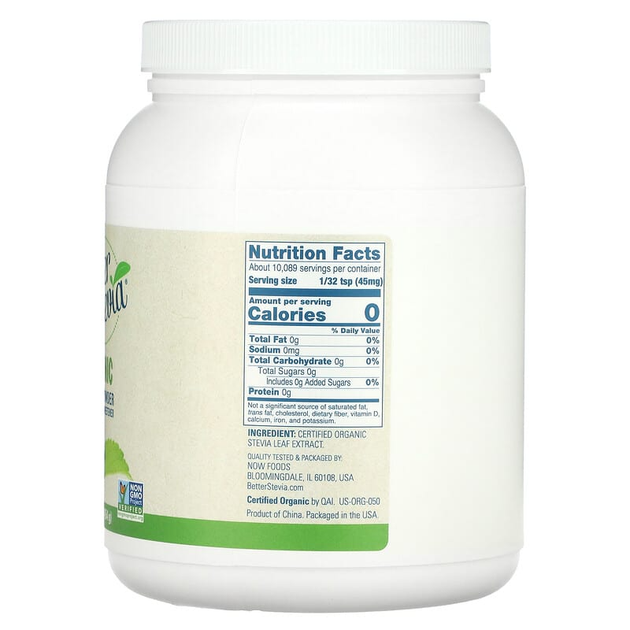 Натуральная стевия NOW Foods, Better Stevia "Organic Extract Powder" экстракт в порошке (454 г) - изображение 2