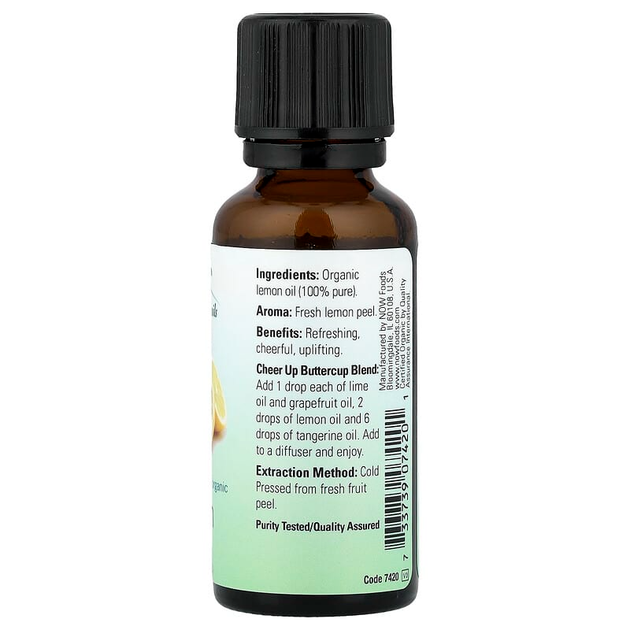 Органическое эфирное масло лимона NOW Foods Organic Essential Oils "Lemon" (30 мл) - Фото 2 Органическое эфирное масло лимона NOW Foods Organic Essential Oils "Lemon" (30 мл) - изображение 2