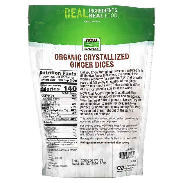 Зацукровані шматочки імбиру NOW Foods Real Food "Crystallized Ginger Slices" (454 г) - зображення 2