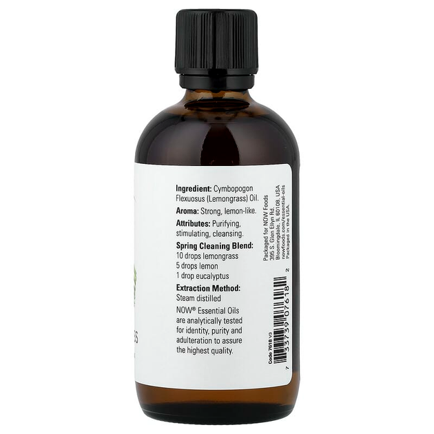 Ефірна олія лемонграсу NOW Foods, Essential Oils "Lemongrass" (118 мл) - зображення 2