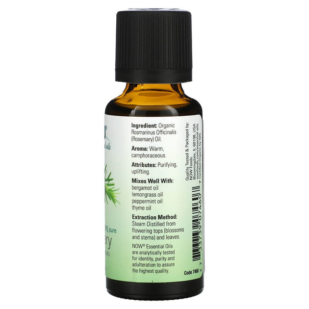 Органическое эфирное масло розмарина NOW Foods, Organic Essential Oils "Rosemary" (30 мл) - изображение 2