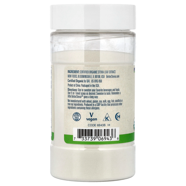 Органічний екстракт стевії NOW Foods, Better Stevia "Organic Extract Powder" цукрозамінник у порошку (113 г) - зображення 3
