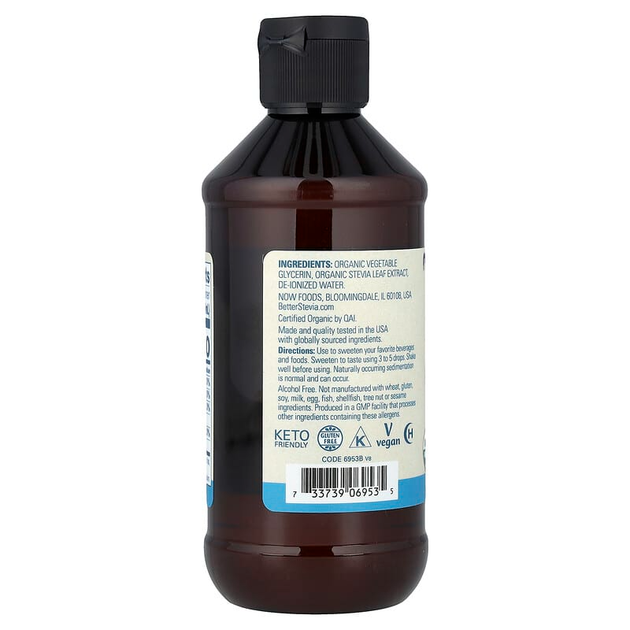 Жидкий сахарозаменитель стевия NOW Foods, Better Stevia "Organic Glycerite" глицерит бескалорийный подсластитель (237 мл) - изображение 3