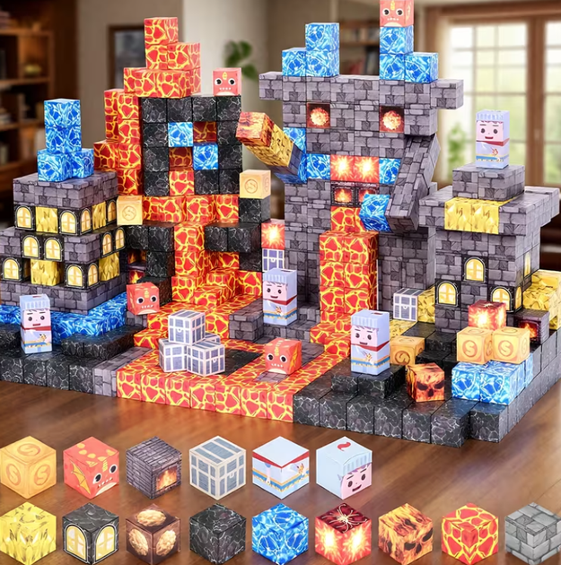 Магнітний конструктор Майнкрафт 320 блоків з сюжетом, Minecraft набір для дітей 320 кубиків, розвиваюча іграшка на подарунок - Фото 3 Магнітний конструктор Майнкрафт 320 блоків з сюжетом, Minecraft набір для дітей 320 кубиків, розвиваюча іграшка на подарунок - зображення 3