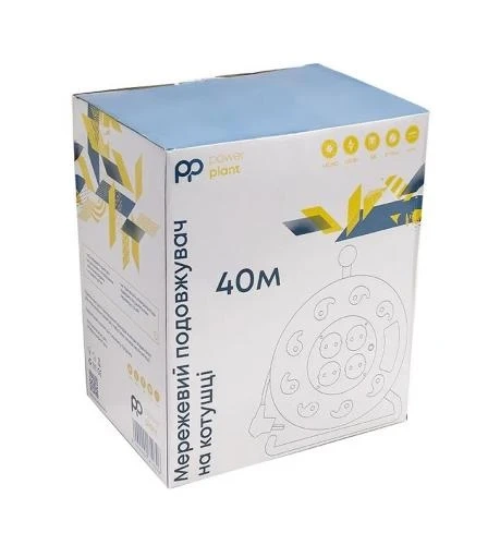 Подовжувач мережевий на котушці PowerPlant, 4 розетки, 40 м, Black (PPRA08M400S4) - зображення 4