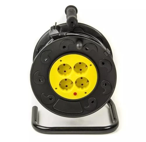 Подовжувач мережевий на котушці PowerPlant, 4 розетки, 20 м, Black (PPRA08M200S4) - зображення 3
