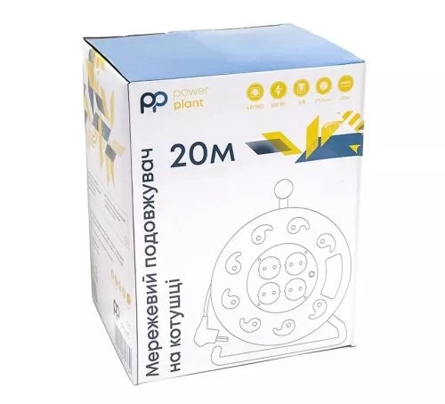 Подовжувач мережевий на котушці PowerPlant, 4 розетки, 20 м, Black (PPRA08M200S4) - зображення 4