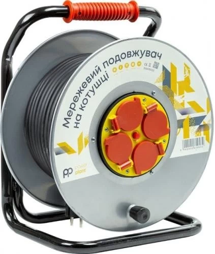 Подовжувач мережевий на котушці PowerPlant, 4 розетки, 40 м, Grey (EX610532) - Фото 1 Подовжувач мережевий на котушці PowerPlant, 4 розетки, 40 м, Grey (EX610532) - зображення 1