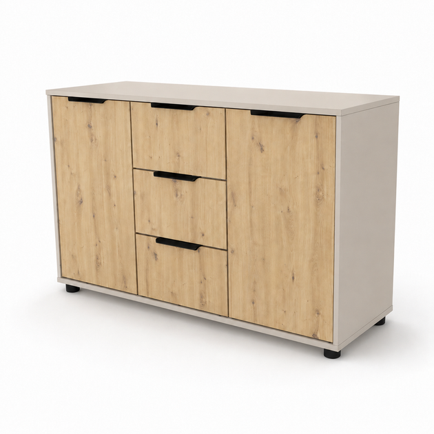 Комод Vesta 1200x450x750 з шухлядами та дверцятами для спальні, вітальні, передпокою Дуб Артізан/Кашемір - зображення 6