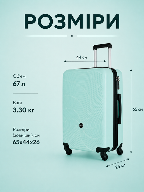 Валіза дорожня Semi Line T5923-2 Mint 24" (M), середня пластикова валіза на 4 колесах з кодовим замком та розширенням 67-79 л - зображення 2