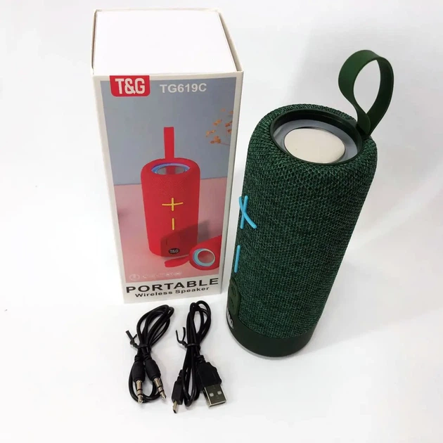 Беспроводная Bluetooth колонка TG619C с FM-радио, USB и TF портативная колонка Зеленая 3746 - изображение 6