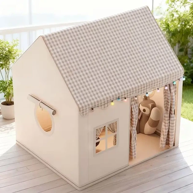 Дитячий ігровий кімнатний намет-будиночок Home 120×100×130 см бежевий для дому та вулиці - зображення 6