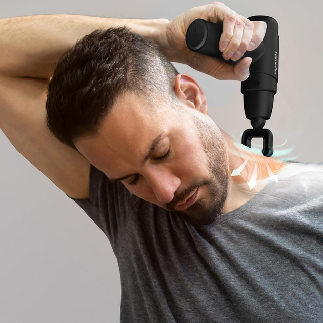 Мини-массажный пистолет HoMedics NOVO Black ручной перкуссионный вибромассажер с подогревом, 4 насадки, 6 скоростей - изображение 4