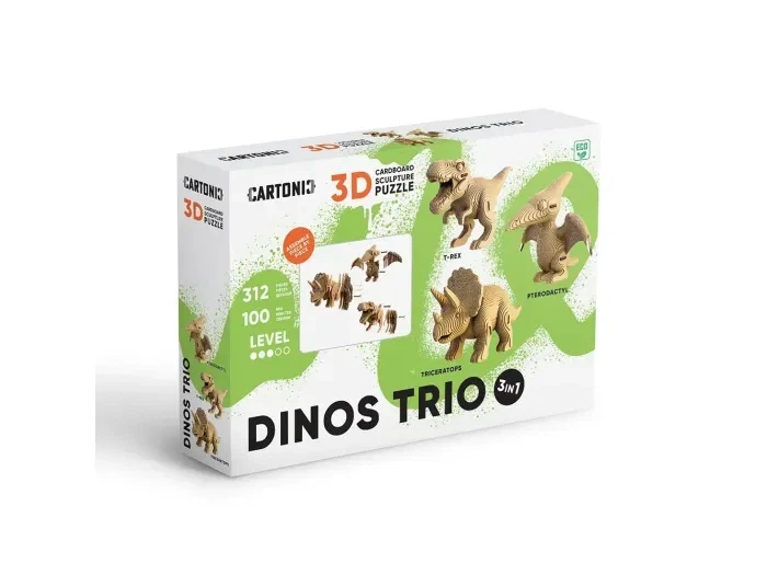 Картонный 3D пазл Трио Динозавров, Cartonic, 312 эл. - изображение 2