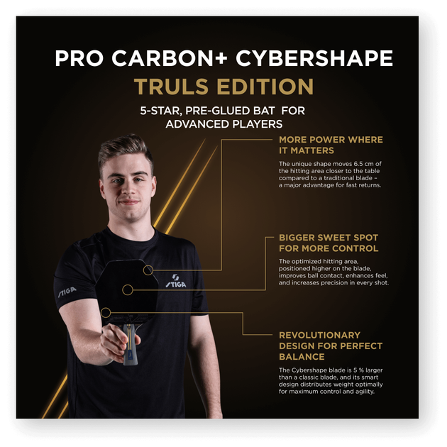 Ракетка для настільного тенісу Stiga Pro Carbon Plus Cybershape Truls Edition 5 Star FL (1215-1306-35) - зображення 8