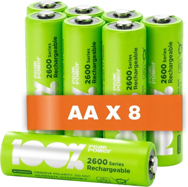 Аккумуляторные батарейки AA 8 шт 2300 мАч NiMH 100% PeakPower для фотоаппаратов и бытовых устройств - Фото 1 Аккумуляторные батарейки AA 8 шт 2300 мАч NiMH 100% PeakPower для фотоаппаратов и бытовых устройств - изображение 1