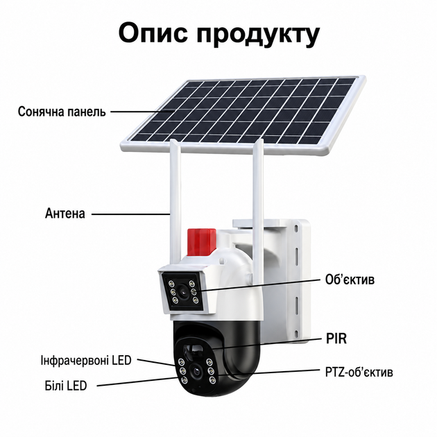 Акумуляторна вулична IP 4G камера відеонагляду на сонячній батареї, V380 PRO 8MP, T12 - зображення 5