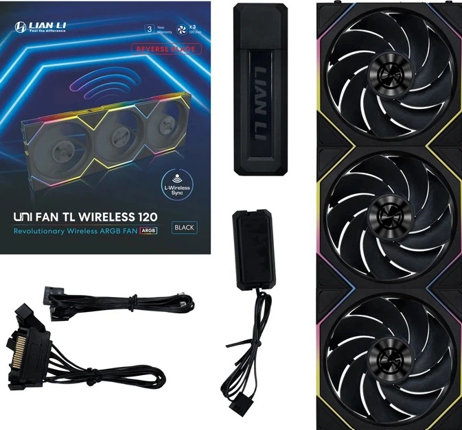 Wentylatory LIAN LI UNI FAN TL Wireless 120 Reverse z kontrolerem Black 3-Pack (G99.12RTL1W3B.00) - obraz 12