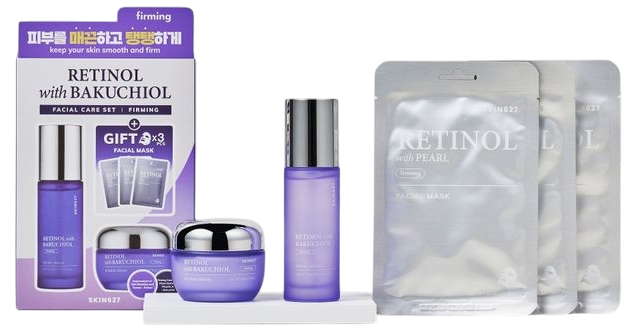 Zestaw do twarzy SKIN627 Retinol With Bakuchiol serum 50 ml + krem 50 g + maseczki 3 x 22 ml (8809696984753) - obraz 2