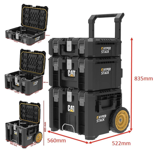 Zestaw walizek na narzędzia CAT DA41005 na kołkach 560 x 522 x 835 mm (6925387159834) - Zdjęcie 2 Zestaw walizek na narzędzia CAT DA41005 na kołkach 560 x 522 x 835 mm (6925387159834) - obraz 2