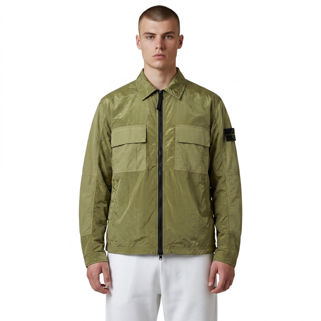Мужская рубашка в стиле Stone Island Ripstop Jacket оливковая размер XL (SI11006.3XL) - изображение 3