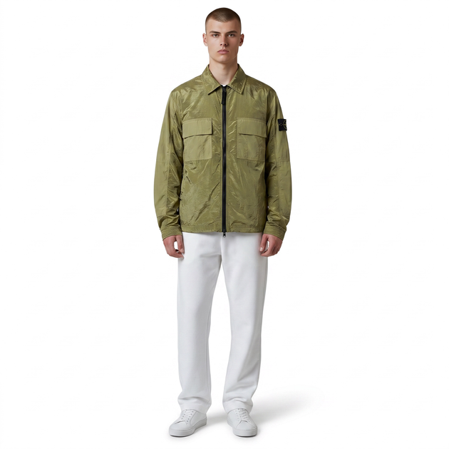 Мужская рубашка в стиле Stone Island Ripstop Jacket оливковая размер XL (SI11006.3XL) - изображение 4