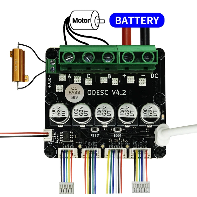 Контроллер SEQURE ODESC V4.2 Single BLDC FOC 8–56V, для робототехники и двигателей с датчиками Холла - изображение 4