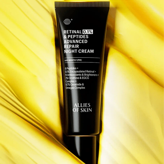 Ночной антивозрастной крем с ретиналем 0,1% Allies of Skin Retinal & Peptides Advanced Repair Night Cream, 20 мл - изображение 6