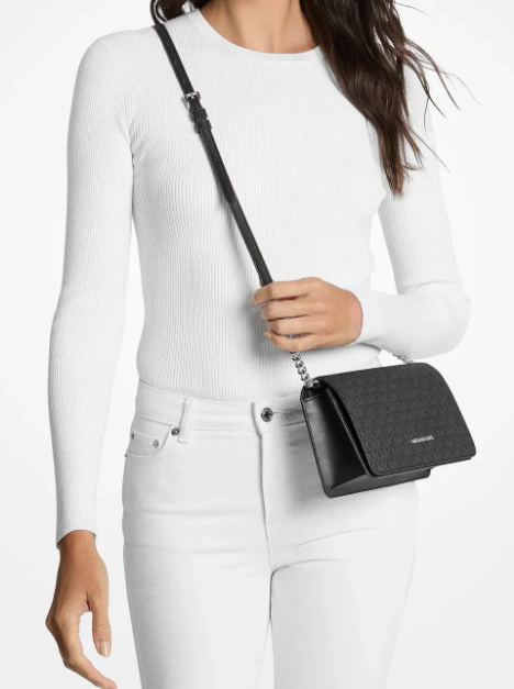 Сумка кросбоді MICHAEL KORS Jet Set Medium Signature Logo Crossbody Bag 35F5STVC8B BLACK чорна - зображення 3