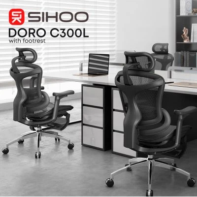 Офисное кресло Sihoo с подставкой для ног doro c300l Mesh Black с подставкой для ног (doro-c300l-a3-101-jt) - изображение 7
