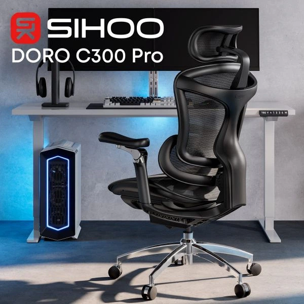 Кресло офисное Sihoo Doro c300 Pro Mesh Black (doro-c300-pro-m101) - изображение 5