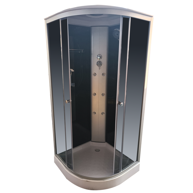 Бокс душовий з гідромасажем з низьким піддоном MIXXUS STRONG SBH02-90x90x215-GR SATIN сіре тоноване скло 4мм (MI6891) - изображение 9