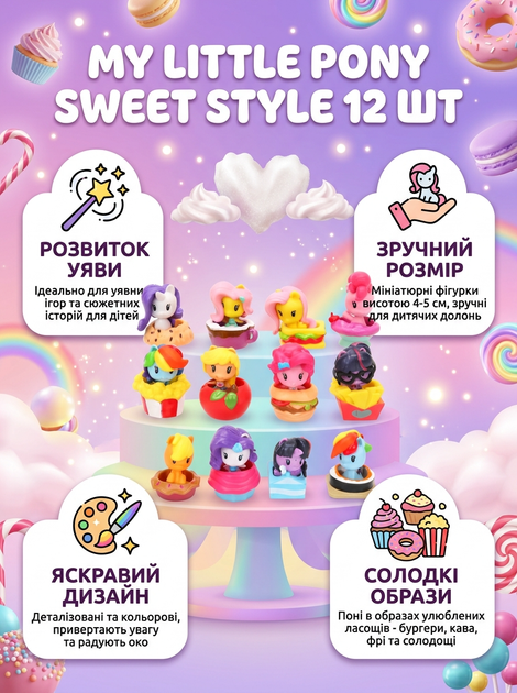 Фигурки Май литл пони My Little Pony Мой маленький пони набор мини куклы пони 4-5 см 12 шт - изображение 2