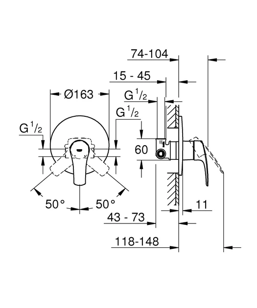 Змішувач прихованого монтажу для 1 споживача Grohe Eurosmart New (33556003) - изображение 2